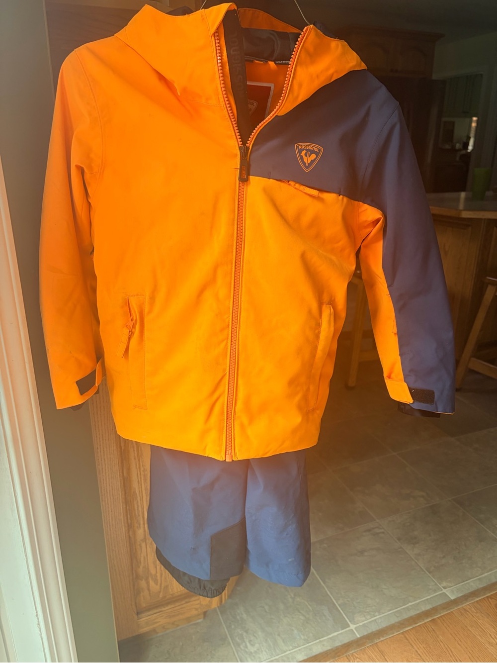 Rossignol Orange and Navy Kids Hooded Insulated Raincoat